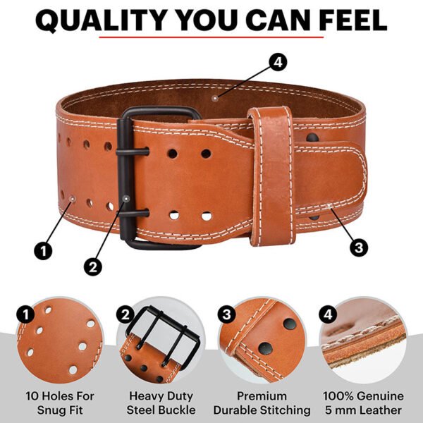 weightlifting belt with double prong buckle – secure fit