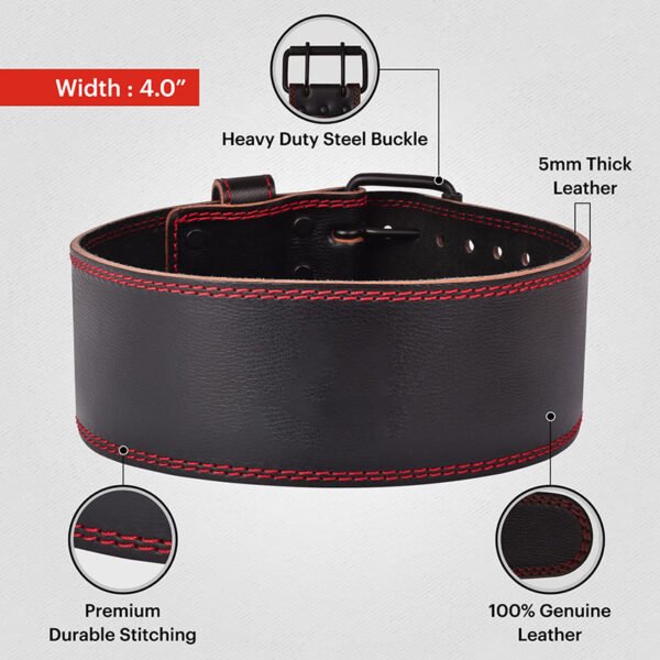 weightlifting belt with double prong buckle – secure fit